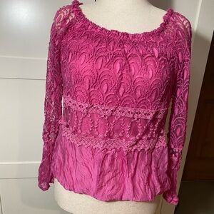 Lola Fuchsia Lace Blouse
